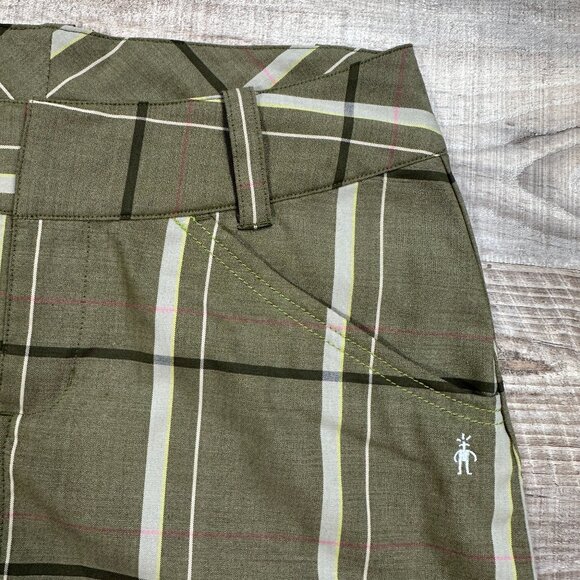 Smartwool Plaid Mini Skirt Women's Sz 6 Merino Wool Blend Green Cargo Pocket - Picture 4 of 12
